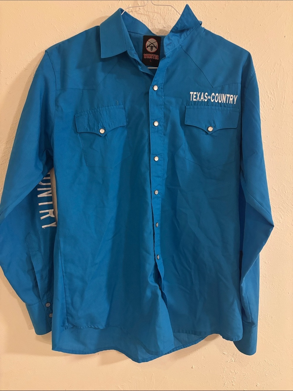 Men's Bright Blue Long-Sleeve Button-Down Shirt #texas country